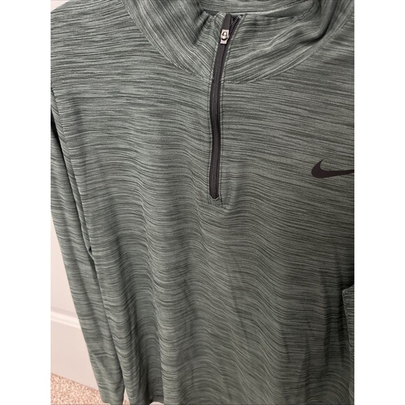 Nike Running Dri Fit Womens Medium 1/4 Zip, Green/black, Stretch, Long Sleeve - Picture 2 of 4